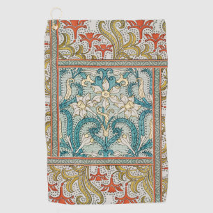 Daffodil chintz art nouveau flower wallpaper golf towel