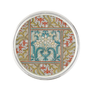 Daffodil chintz art nouveau flower wallpaper lapel pin