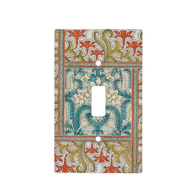 Daffodil chintz art nouveau flower wallpaper light switch cover (Front)