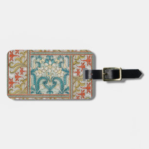 Daffodil chintz art nouveau flower wallpaper luggage tag