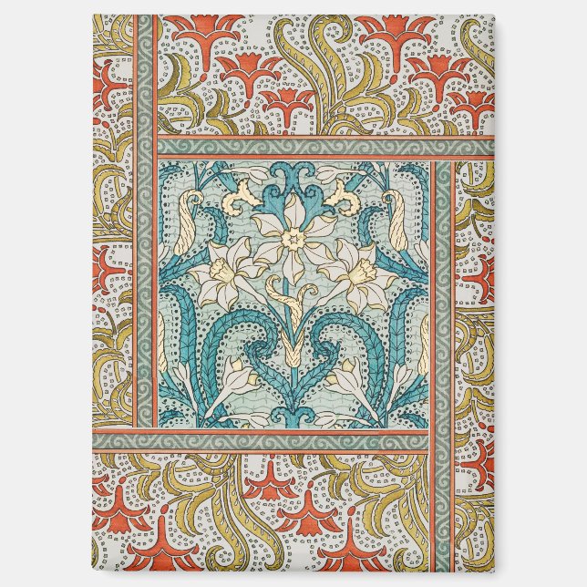 Daffodil chintz art nouveau flower wallpaper magnet (Front)
