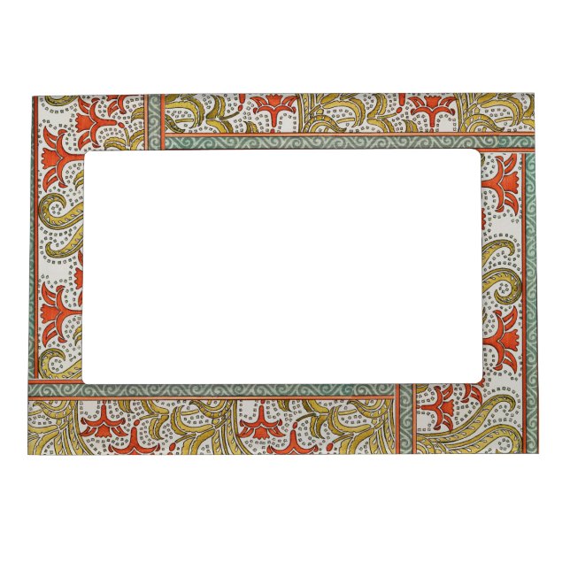 Daffodil chintz art nouveau flower wallpaper magnetic frame (Front)
