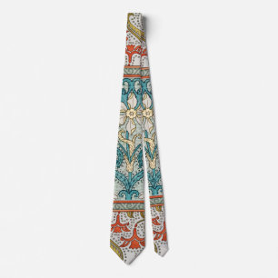 Daffodil chintz art nouveau flower wallpaper neck tie