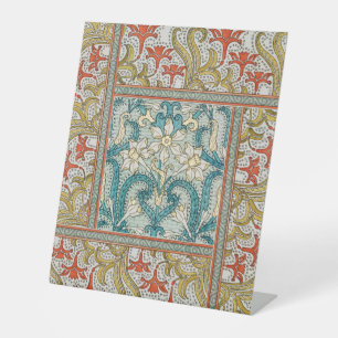 Daffodil chintz art nouveau flower wallpaper pedestal sign