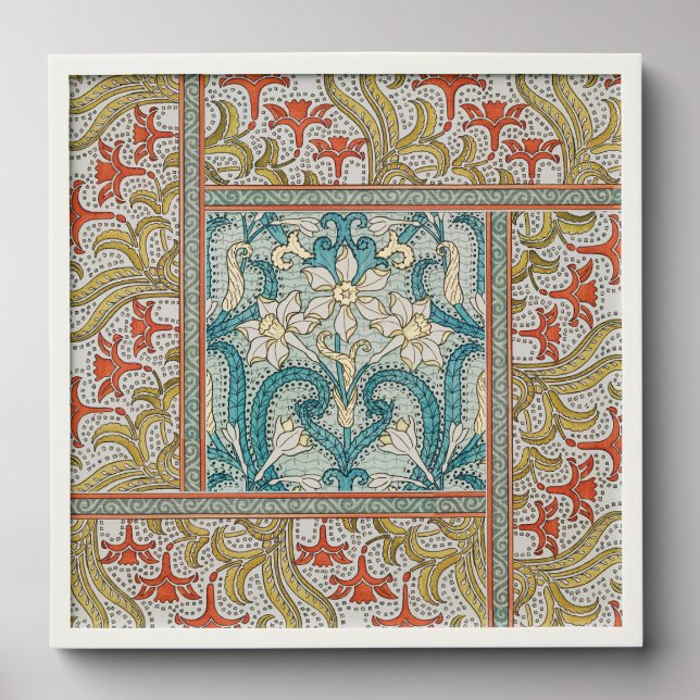Daffodil chintz art nouveau flower wallpaper peel and stick photo tile (Front Set)
