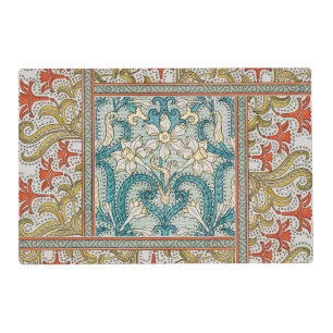Daffodil chintz art nouveau flower wallpaper placemat