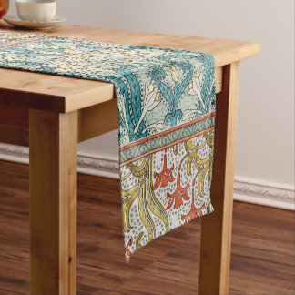 Daffodil chintz art nouveau flower wallpaper short table runner
