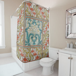 Daffodil chintz art nouveau flower wallpaper shower curtain