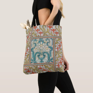 Daffodil chintz art nouveau flower wallpaper tote bag