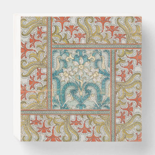 Daffodil chintz art nouveau flower wallpaper wooden box sign