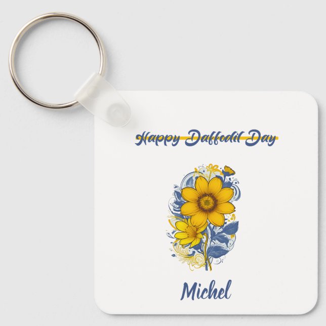 Daffodil Day - Daffodil Cancer Awareness Flower Keychain (Front)