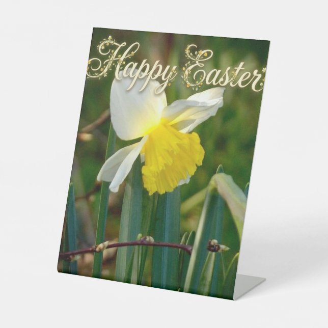 Daffodil & Easter wishes Pedestal Sign (Front)