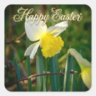 Daffodil & Easter wishes Square Sticker