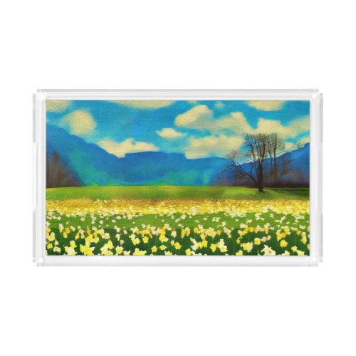 Daffodil field _ painting acrylic tray