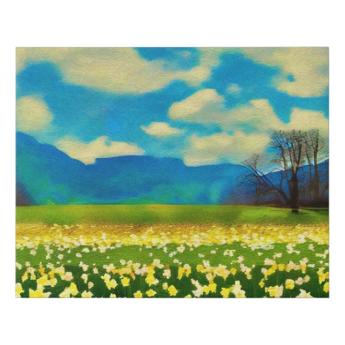 Daffodil field _ painting faux canvas print