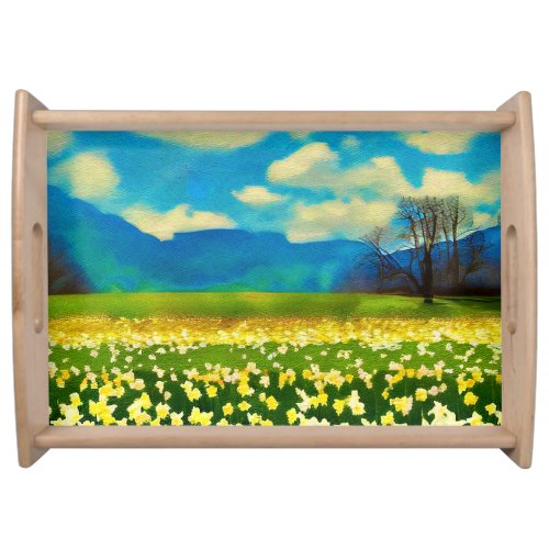 Daffodil field _ painting serving tray