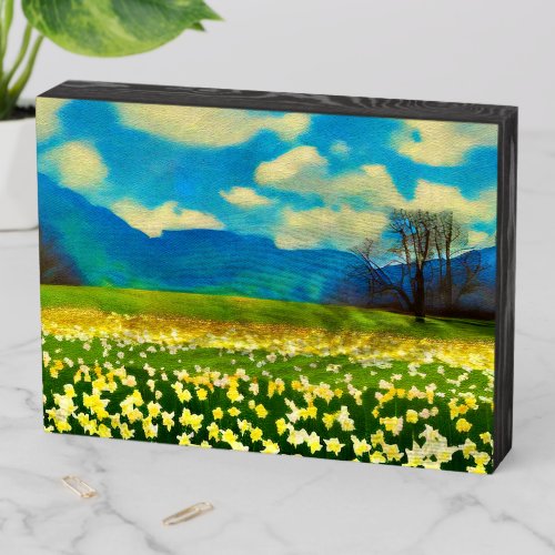 Daffodil field _ painting wooden box sign