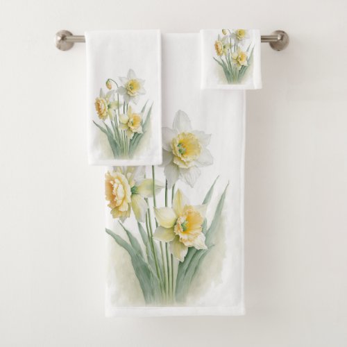 Daffodil Floral Bath Towel Set