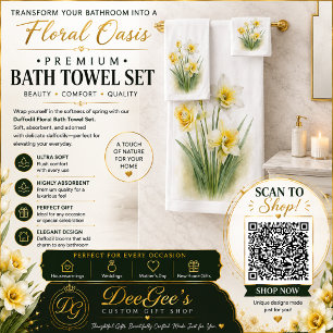 Daffodil Floral Bath Towel Set