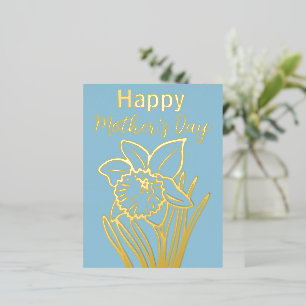 Daffodil Floral Happy Mother’s Day Gold Foil Holiday Postcard
