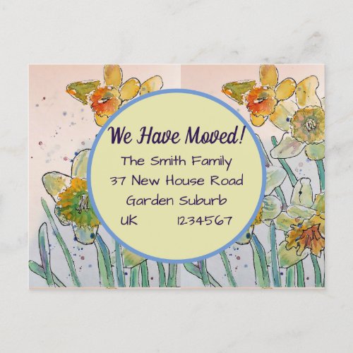 Daffodil Floral New Address Postcard We Are Moving