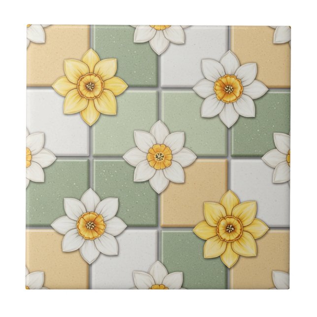 Daffodil Floral Tile Pattern (Front)