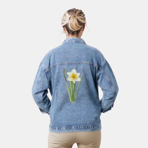 Daffodil Flower Botanical Art Denim Jacket