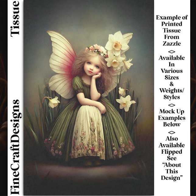 Daffodil Flower Girl Fairy, Green DL5RF Decoupage Tissue Paper (Creator Uploaded)
