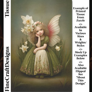 Daffodil Flower Girl Fairy In Green DL5L Decoupage Tissue Paper