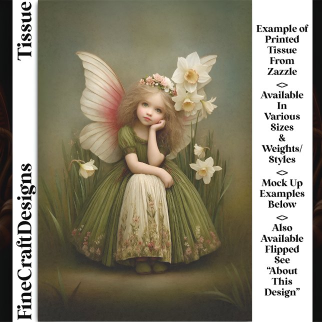 Daffodil Flower Girl Fairy In Green DL5R Decoupage Tissue Paper (Creator Uploaded)