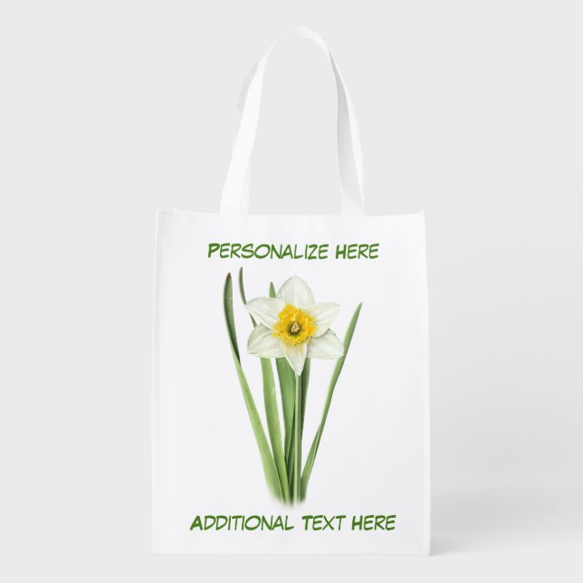 Daffodil Flower Grocery Bag (Back)