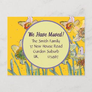 Daffodil Flower New Address Postcard We Are Moving