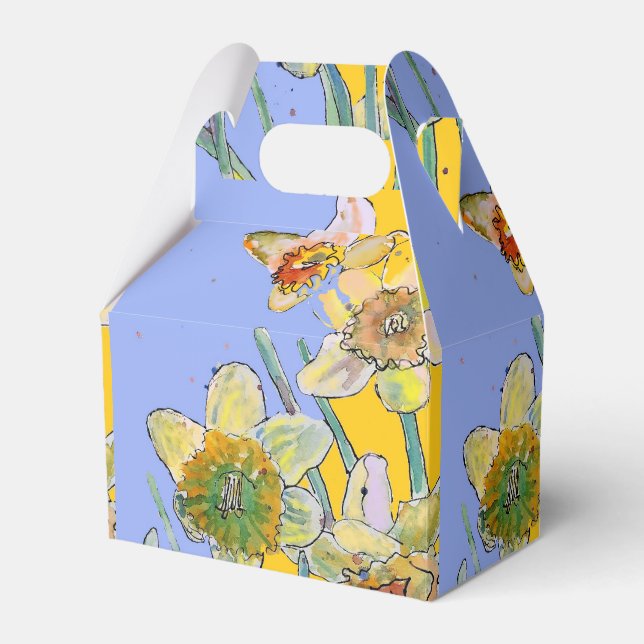 Daffodil Flower Painting floral Birthday Cake Box (Front Side)