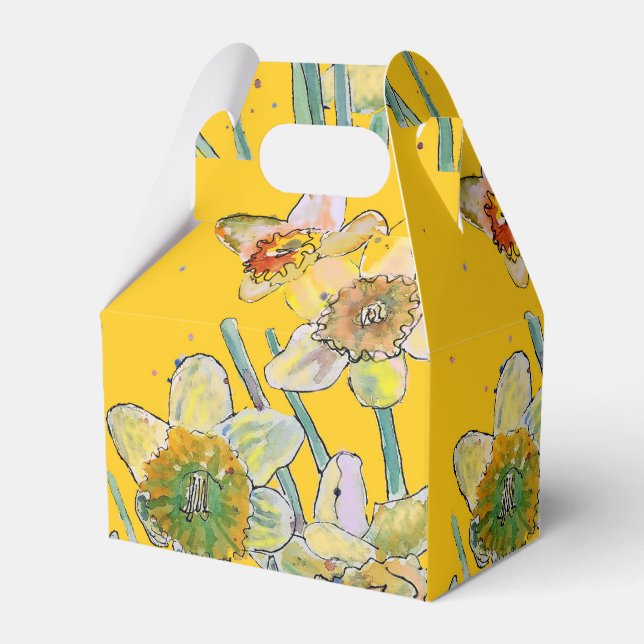 Daffodil Flower Painting floral Birthday Cake Box (Front Side)
