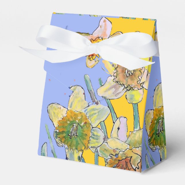 Daffodil Flower Painting floral Birthday Lavender Favor Boxes (Front Side)