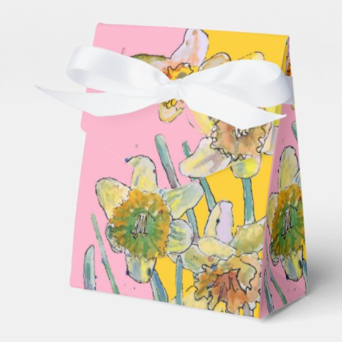 Daffodil Flower Painting floral Birthday Pink art Favor Boxes