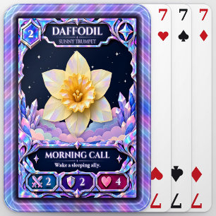 Daffodil Flower, Rainbow Foil Art Poker Cards
