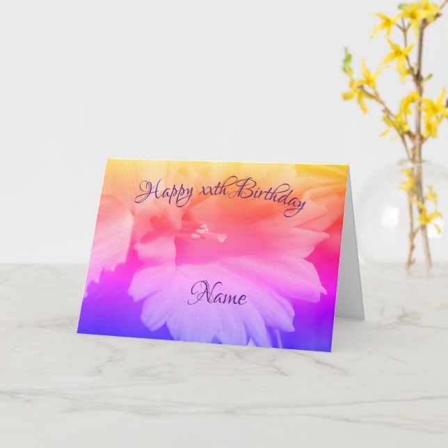 Daffodil Flower Rainbow Personalized Birthday  Card (Yellow Flower)