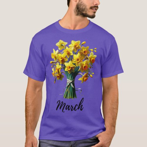 Daffodil Flower Shirt March Birth Month Vintage Wa