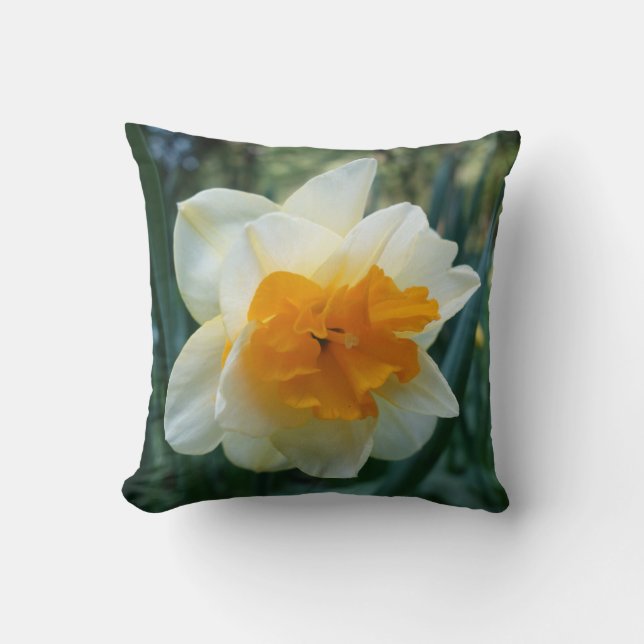 Daffodil Flower Throw Pillow (Front)