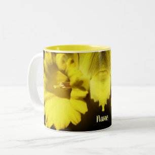 Daffodil Flower Up Close Personalized Two-Tone Coffee Mug