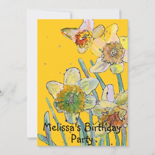 Daffodil Flowers Birthday Childs Girls Invitation