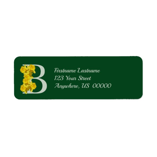 Daffodil Flowers Monogram Initial B Address  Label (Front)