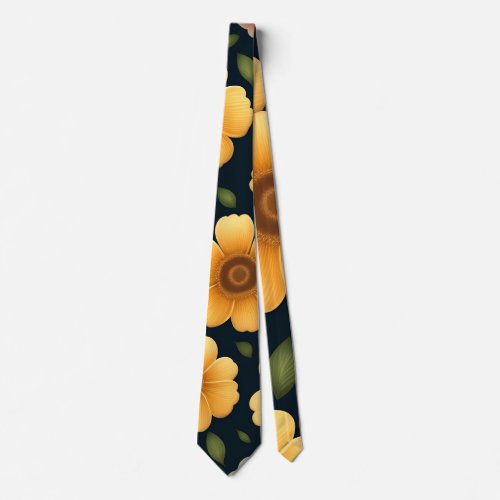 Daffodil flowers Yellow Floral Pattern Neck Tie