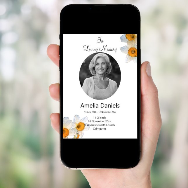  Daffodil Funeral Ceremony Program Card (Front Digital)