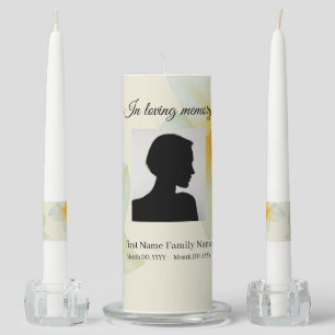 Daffodil funeral memorial pillar/ taper unity candle set