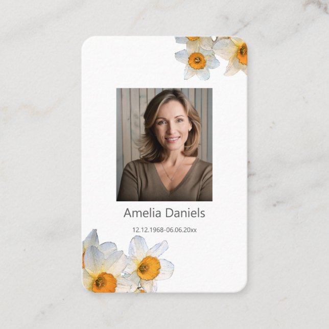 Daffodil Funeral Prayer Card  (Front)