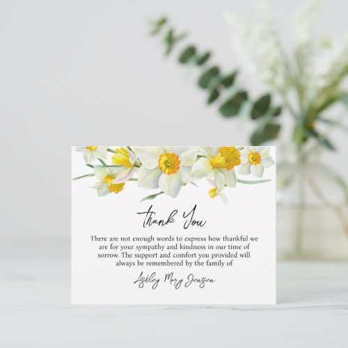 Daffodil Funeral Thank You Card Bereavement