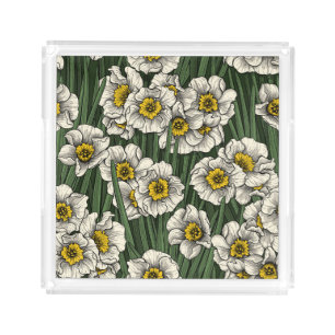 Daffodil garden acrylic tray