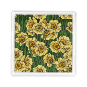 Daffodil garden acrylic tray